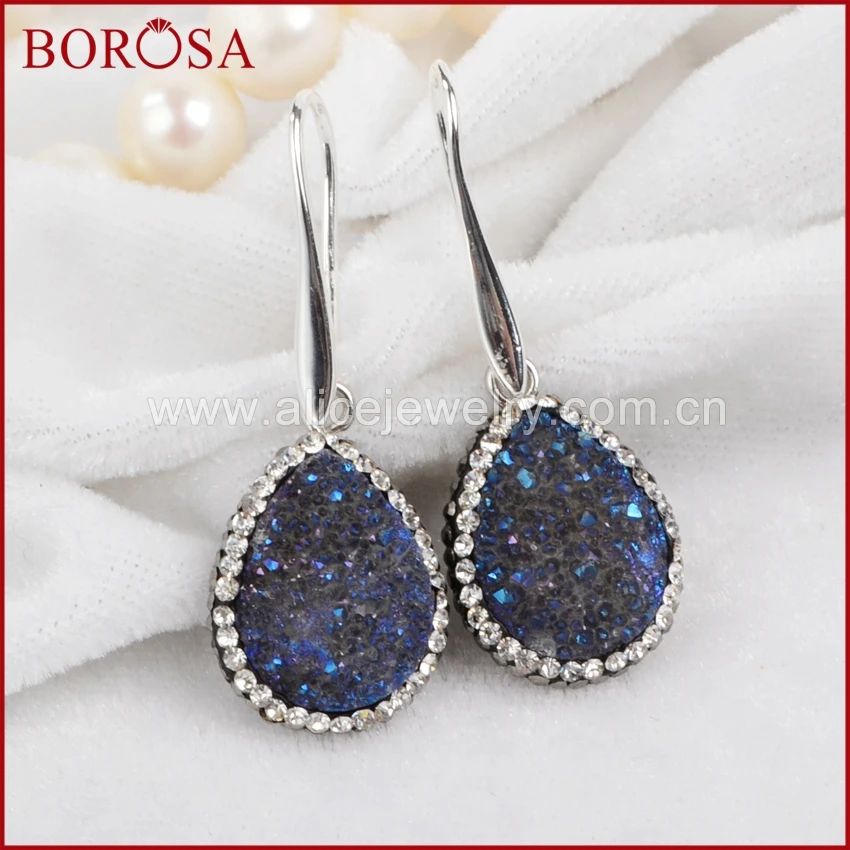 Женские Висячие сережки BOROSA 10 пар из титана и хрусталя с кристаллами черного