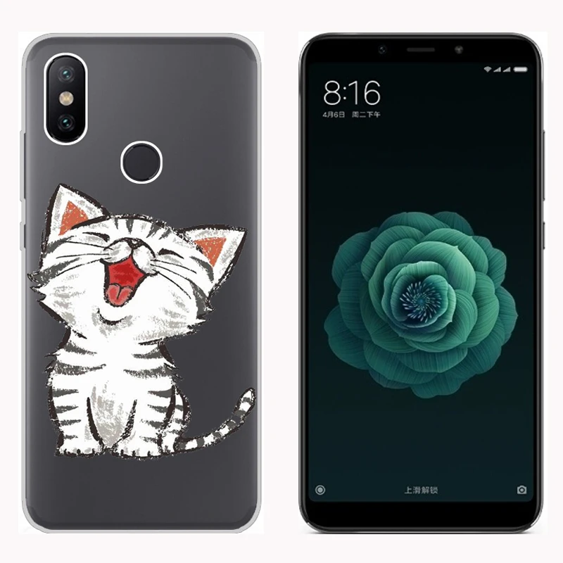 Чехол для Xiaomi Mi A2 MiA2 мягкий силиконовый прозрачный чехол из ТПУ с принтом
