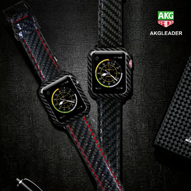 

For Apple Watch Series 4 iWatch Band Real Carbon Fiber Watch Straps For Apple Watch Series 1 2 3 Leahter Bracelet 38-42-40-44mm