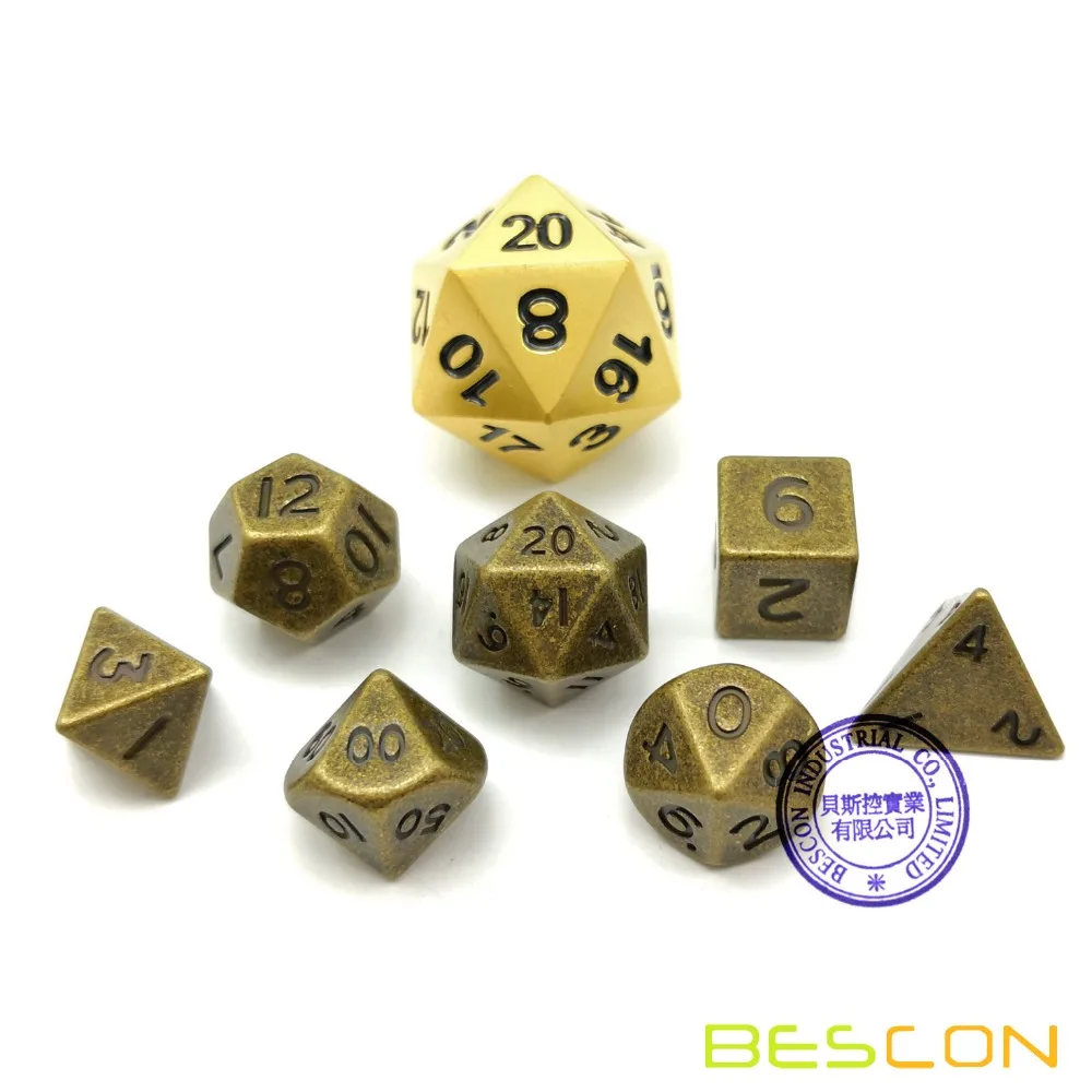 Bescon 10 мм Мини твердые металлические игральные кости старинная латунь мини