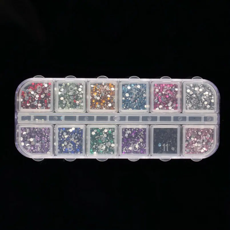 3000 шт микс 12 цветов Круглый Круг Rhinestore украшение с жестким чехлом для гибкий