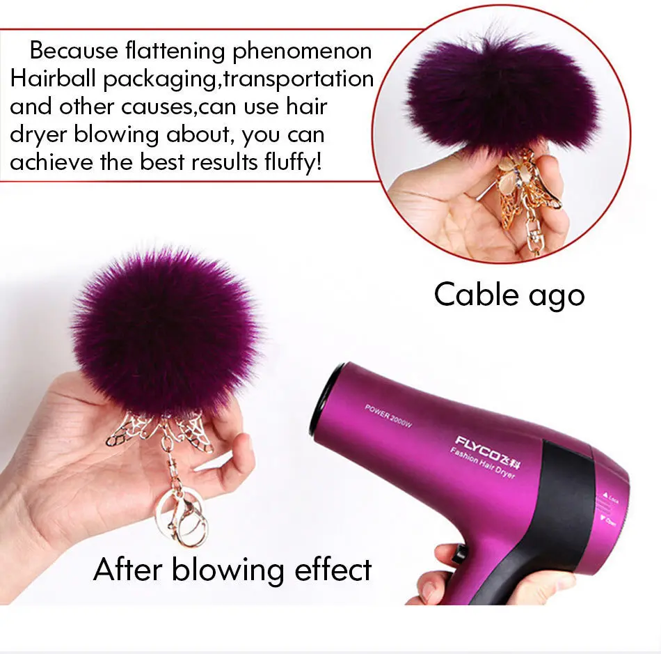 8 см настоящий кролик мех мяч брелок помпон пушистая прекрасная цепочка для ключа