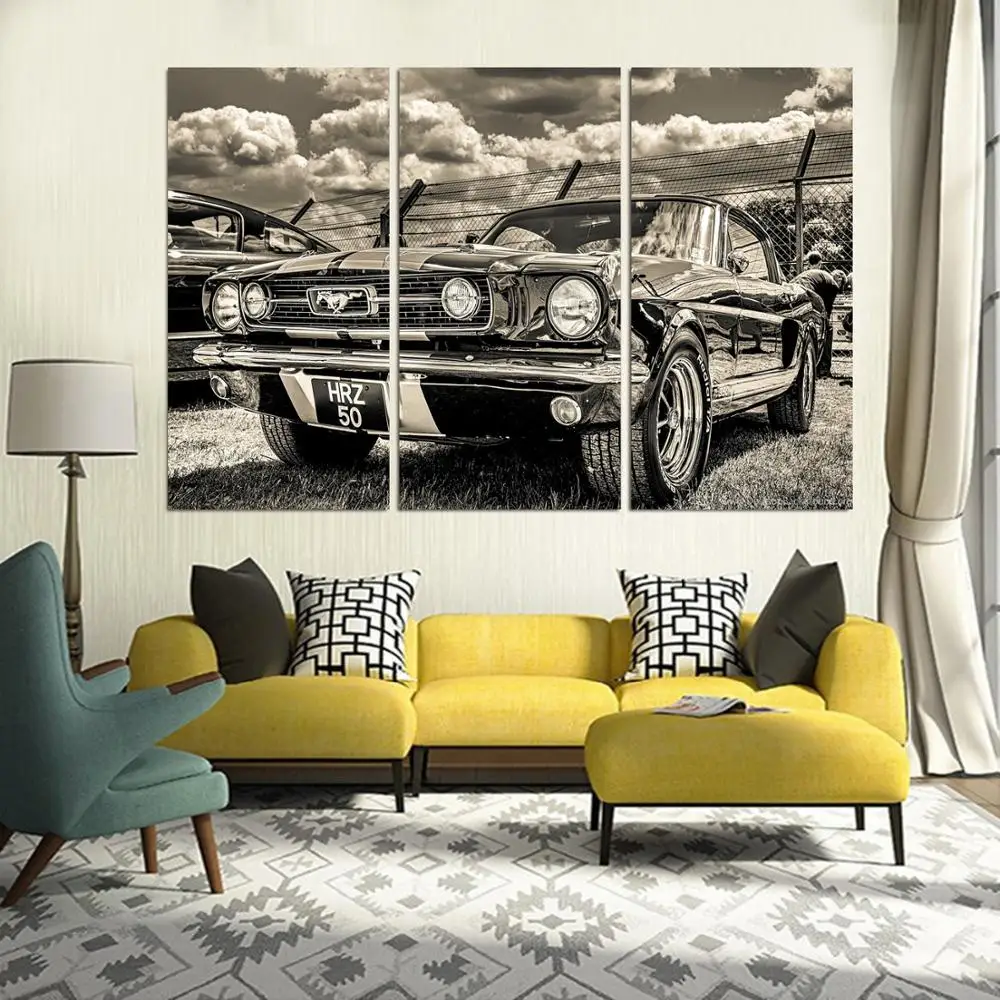 

Drop shipping 3 Panel printed painting Car Painting Canvas Wall Art Picture Home Decoration Living Room Modern painting LS264