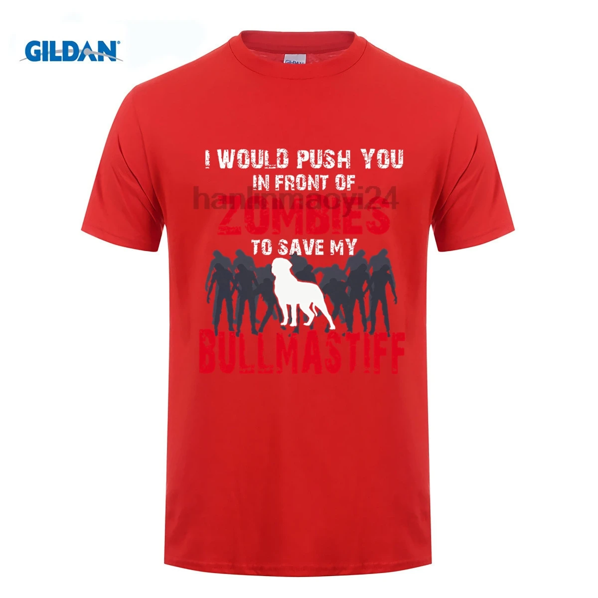GILDAN передняя часть зомби Bullmastiff забавная Милая футболка для влюбленных