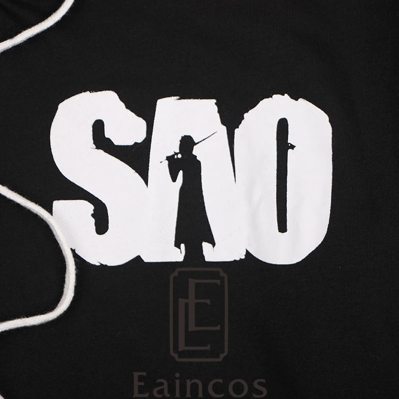 Костюм киригая из аниме Искусство меча онлайн тонкая черная кофта с капюшоном