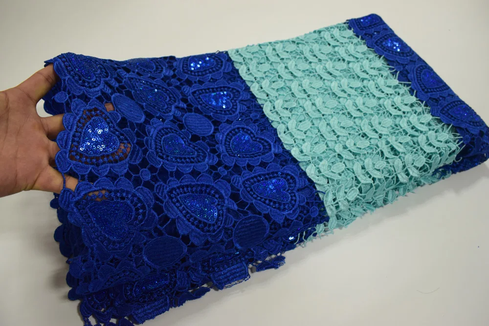 Оптовая продажа дешевая африканская кружевная ткань небесно-голубого цвета