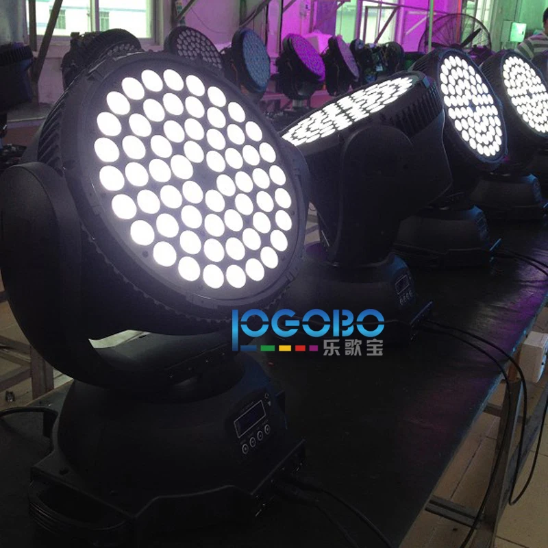 Goedkoop 60x10 W Led Moving Head Wash RGBW DJ Disco Draaien Beam DMX Geluid Professionele Muziek Opname Studio Apparatuur Party Lichten