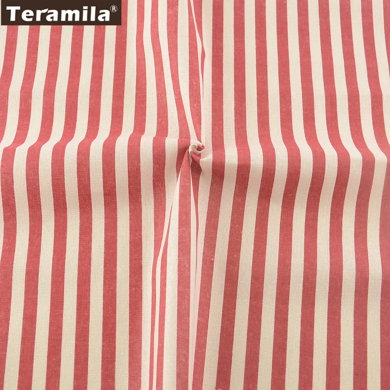 Teramila Home Textile Red Strips Designs Cotton Linen Fabric for Sewing Material Tissu Pillow Bag Cushion Tablecloth Handicrafts | Дом и сад