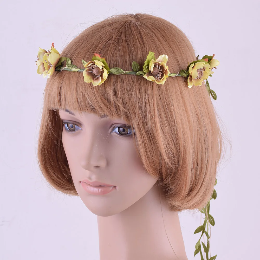 CXADDITIONS льняная Роза красный лесной венок для волос Свадебная Цветочная корона