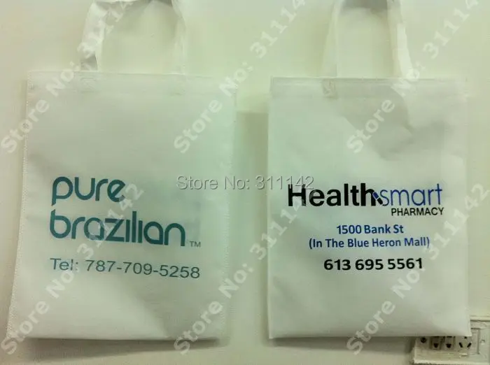 white color non woven shopping bags Customized logo with free shipping by Fedex