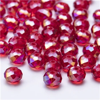 Z317AB-Flat Bead Mix item Red Czech Glass Beads Facted for Jewelry Making Necklace Materials DIY Loose Crystal Beads Wholesale Z117 - Цвет: Z317AB-Flat Bead