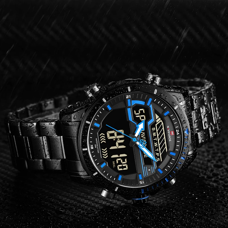 Часы для мужчин NAVIFORCE модные спортивные часы мужские водонепроницаемые
