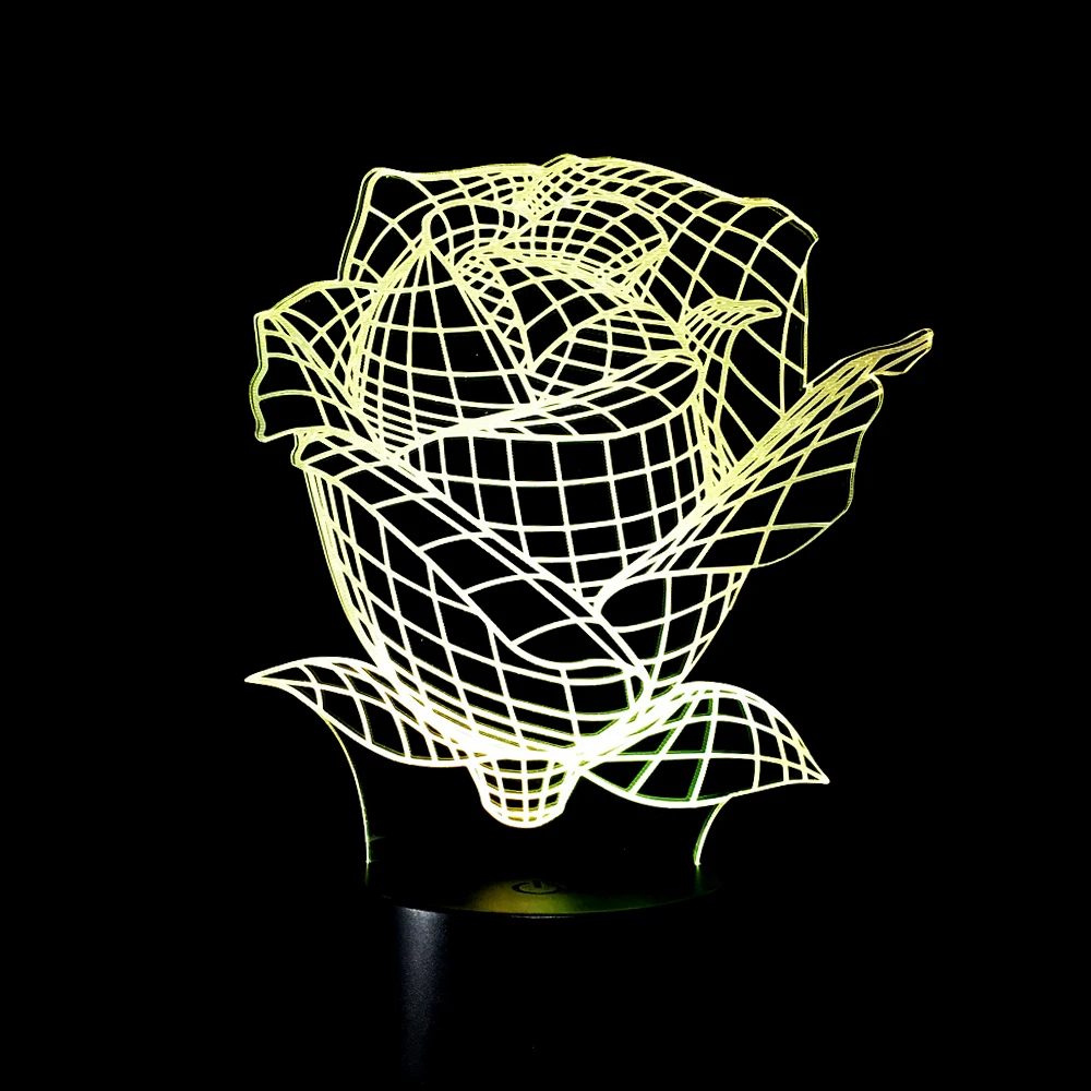 Уникальные подарки романтическая ваза для любви цветок розы 3D светодиодный