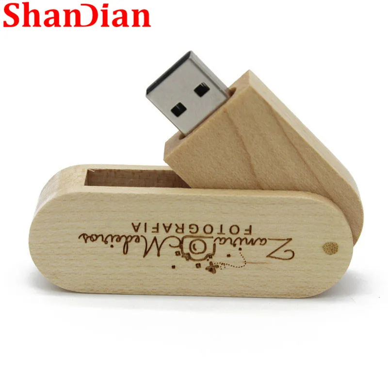 SHANDIAN (более 1 шт. бесплатный логотип) rotatabl деревянный usb флэш накопитель 8gb16gb 32gb 64GB