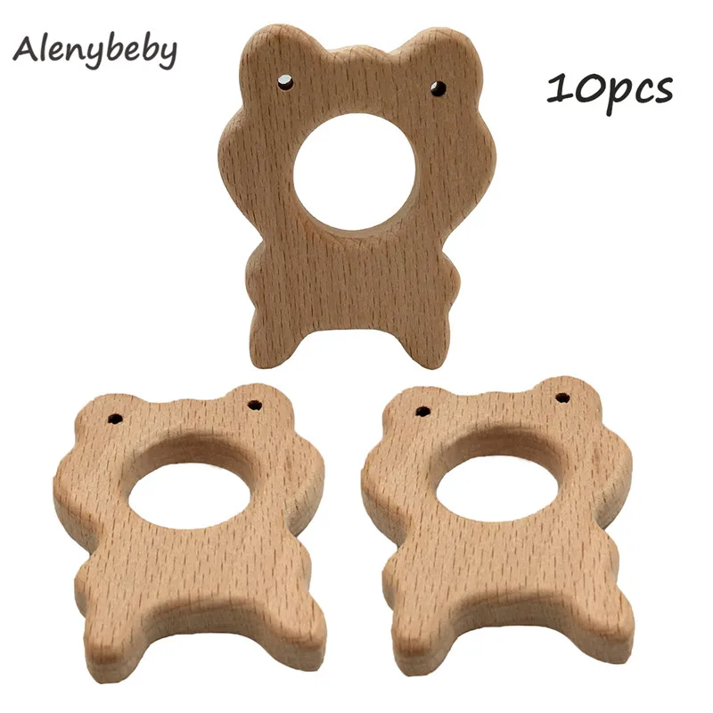 Frog 10pcs Зубцы из древесины, игрушки, красивая гитара, острый Прорезыватель для зубов в форме кольца для малышей, успокаивающие игрушки для снятия боли - Цвет: Frog 10pcs