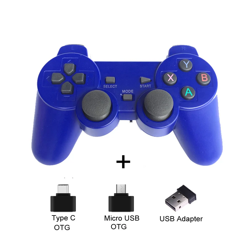 2,4G беспроводной контроллер для PS3 Android Phone tv Box PC Джойстик для Xiaomi OTG Смартфон игровой контроллер пульт дистанционного управления Joypad - Цвет: blue without stand