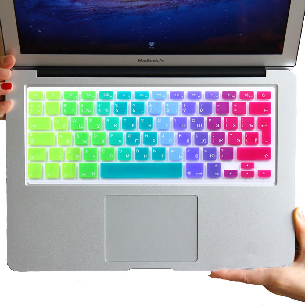 Redlai силикон EU/UK русская градиент/однотонная цветная клавиатура чехол для Macbook Air 13 дюймов A1466 Pro retina 13 1" покрытие для клавиатуры