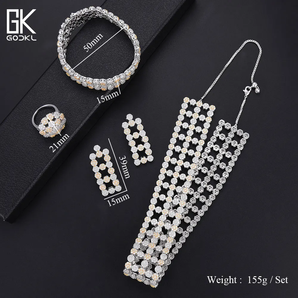 

GODKI Luxury Disco Wide Choker Jewelry Set For Women Wedding Crystal CZ Statement Necklace Earring Set Dubai Bridal Jewelry SetS