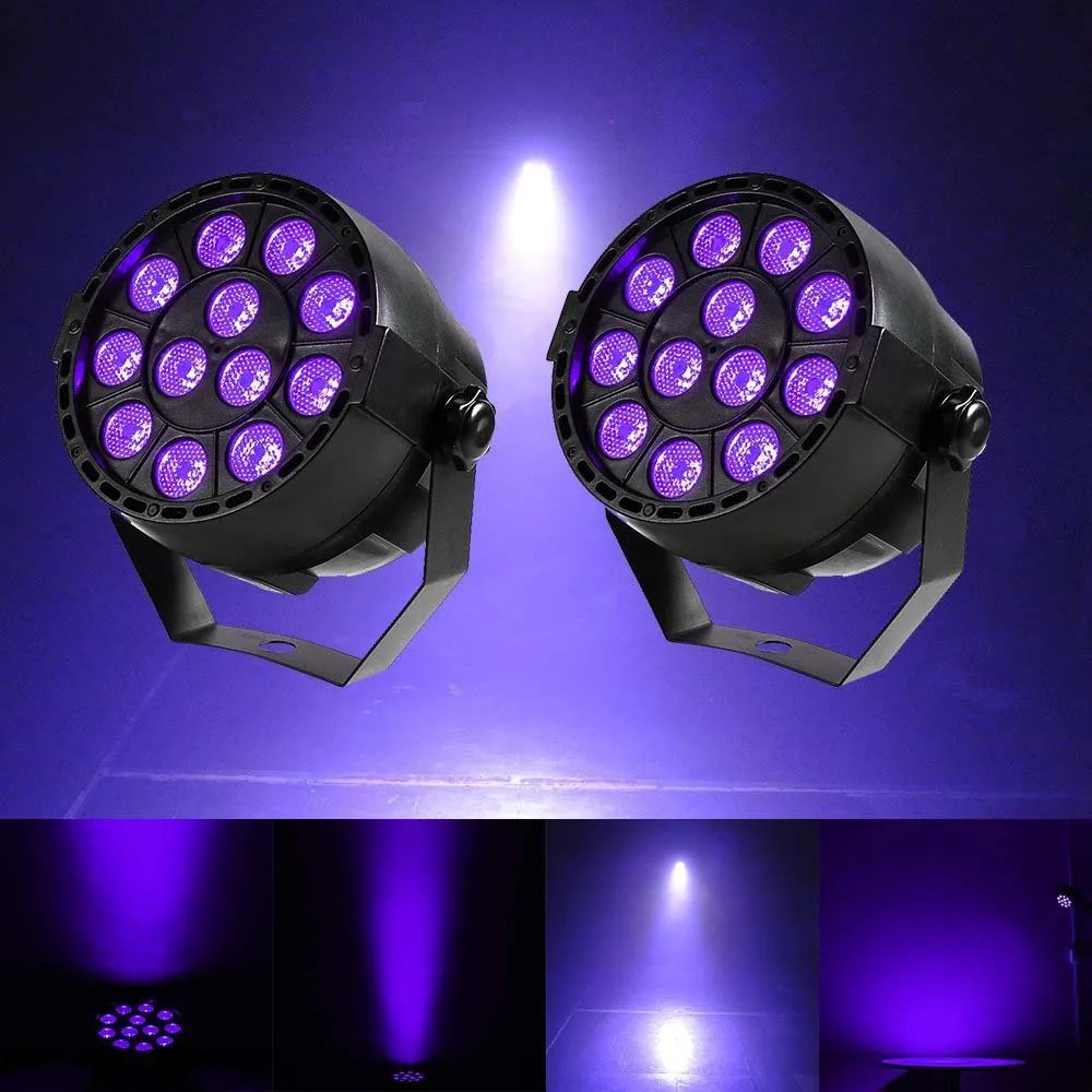 

12 LEDs Stage Light Effect 12W Ultraviolet Color Flat Par DMX5 DJ Disco Lamp KTV Bar Party Backlight Beam Projector Spotlight
