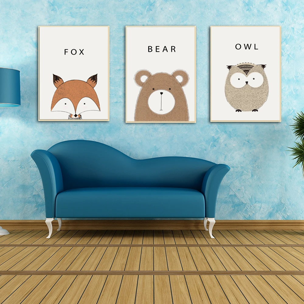 Милый постеры с животными: комната для декора милой пандой Детская wall art детская