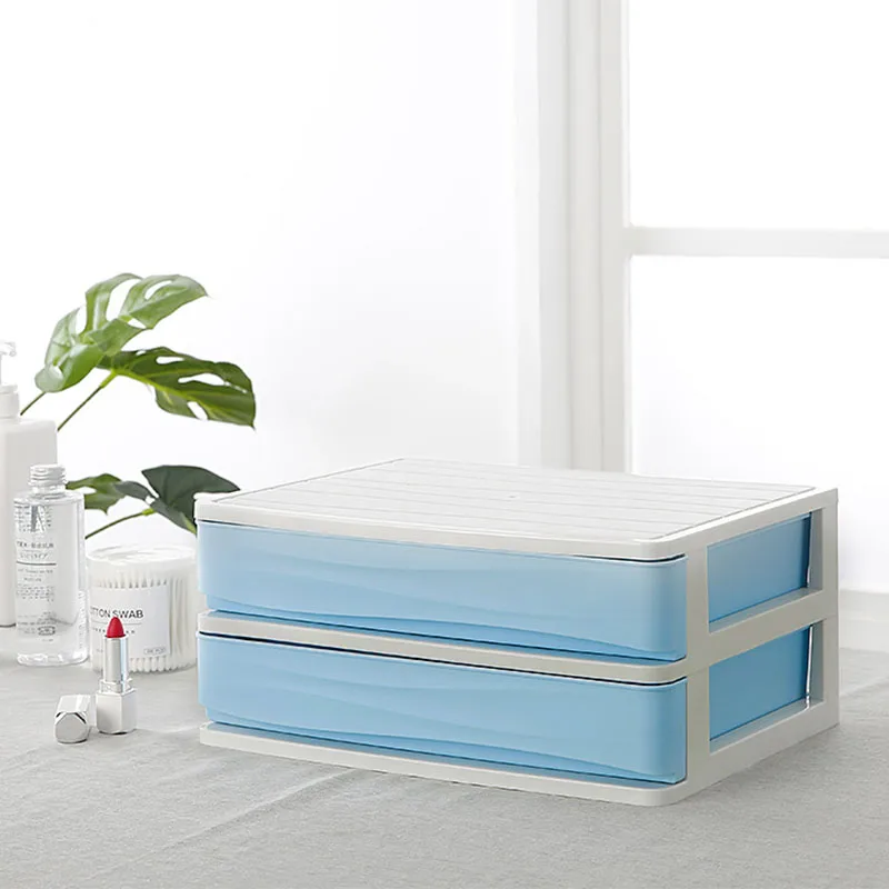BLUE 2 YiCleaner пластиковый органайзер для макияжа, коробка для хранения косметики, многоразовый Органайзер, контейнер для ящика, настольный чехол для хранения - Цвет: BLUE 2