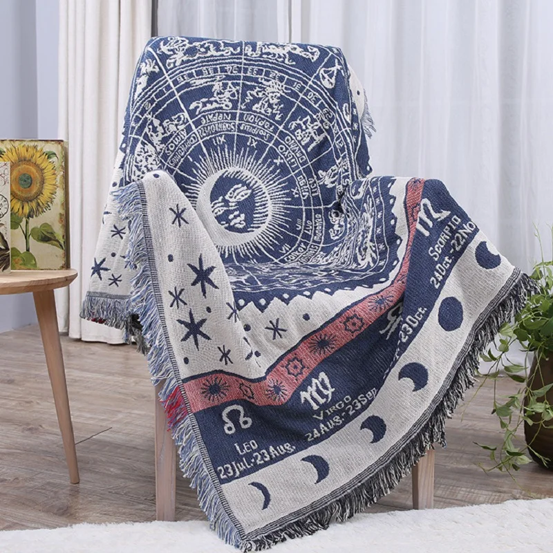 New Quality Thick Cotton Line Constellation Knit Blanket Super Soft On The Bed Multi-functional Sheets For Sofa | Дом и сад