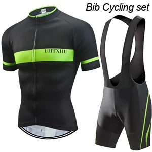 Bib Cycling Set Uhtxhu, одежда для велоспорта, мужская летняя велосипедная трикотажная одежда, дышащая одежда с коротким рукавом, набор для велоспорта/комплект/костюм - Цвет: Bib Cycling Set