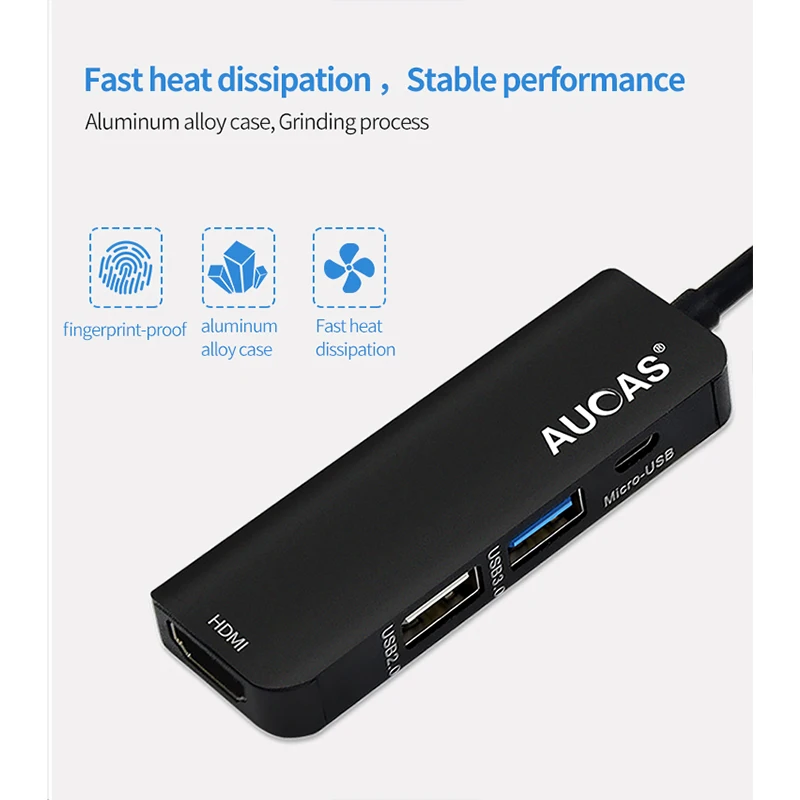AUCAS 4 в 1 USB 3 0 адаптер типа C к HDMI usb хаб для MacBook Micro док конвертер аксессуары