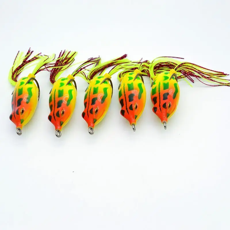 Массовая Качества 5 шт. Лот Мягкая Лягушка Приманки Бас Рыболовные Снасти 5.5 см 13 г