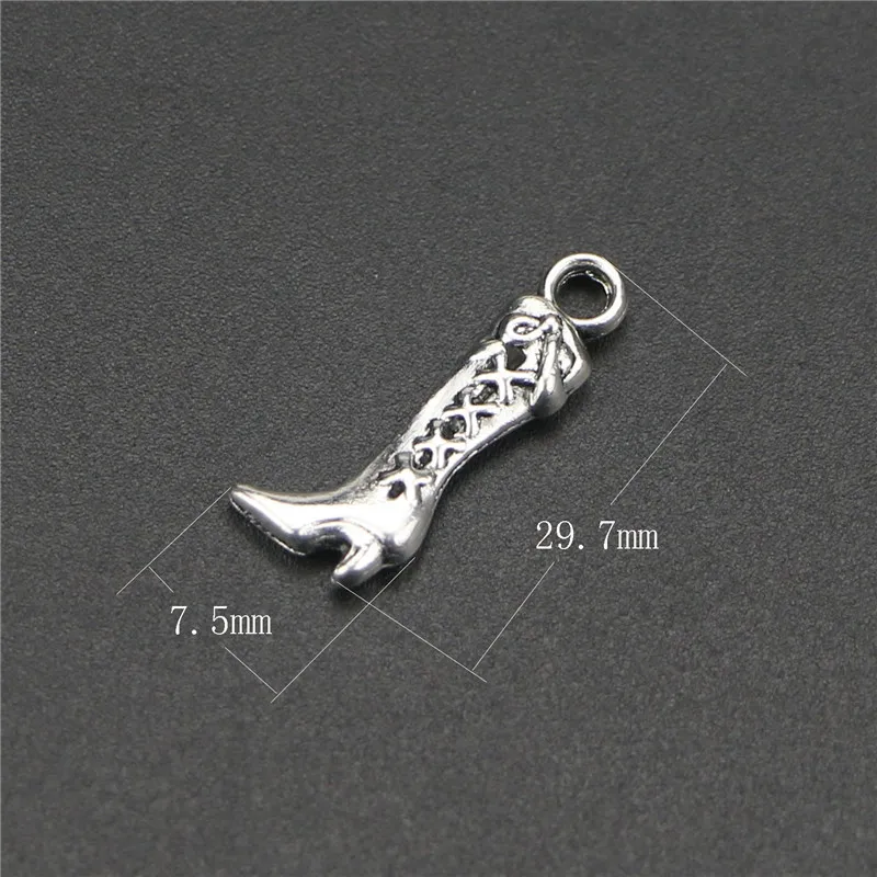 

12 Pieces/Lot 7.5*29.7mm antique sliver long boots shoes charms diy handmade craft pendants jewelry making