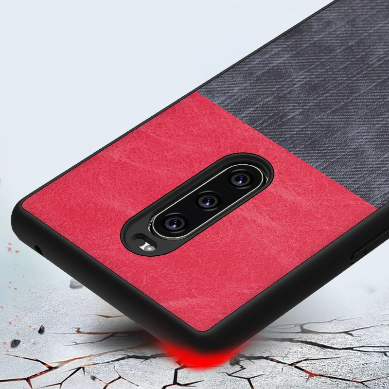 SRHE For Sony Xperia 1 Case Cover 6.5'' PU Leather and Denim Silicone Back Xperia1 J8110 J8170 J9110 |