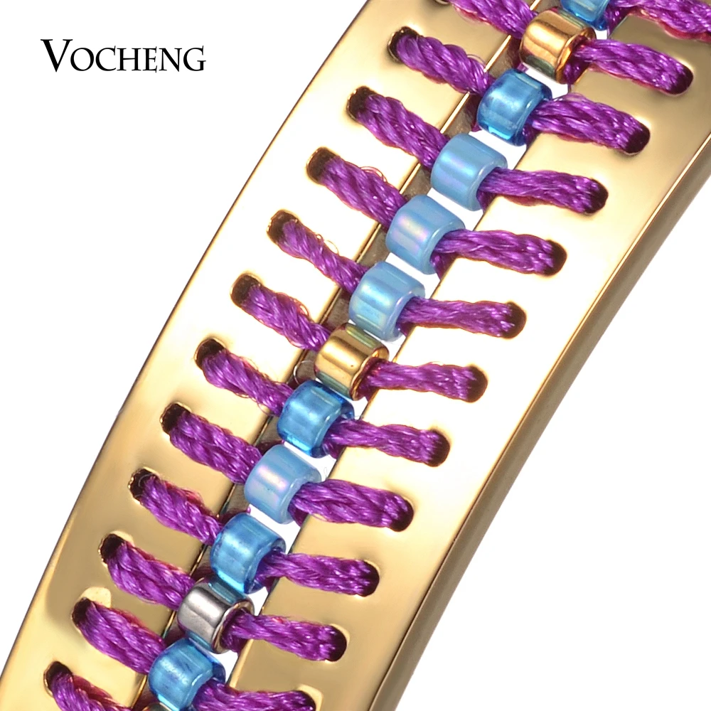 

10pcs/lot Stainless Steel Bangle Seed Bead Cuff Bangle Female Bohemian Bracelet 3 Colors M-028*10