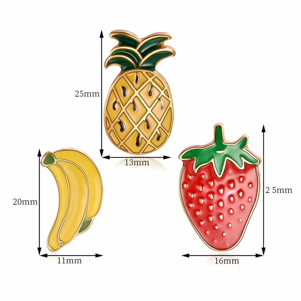 3Pcs/Set Cartoon Banana Pineapple Enamel Badge Collar Brooch Pin Clothes Jewelry hot | Украшения и аксессуары