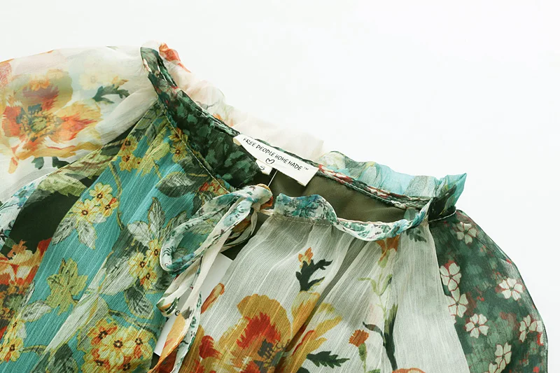 Новая Мода vestidos женское винтажное шифоновое платье миди с длинным рукавом и