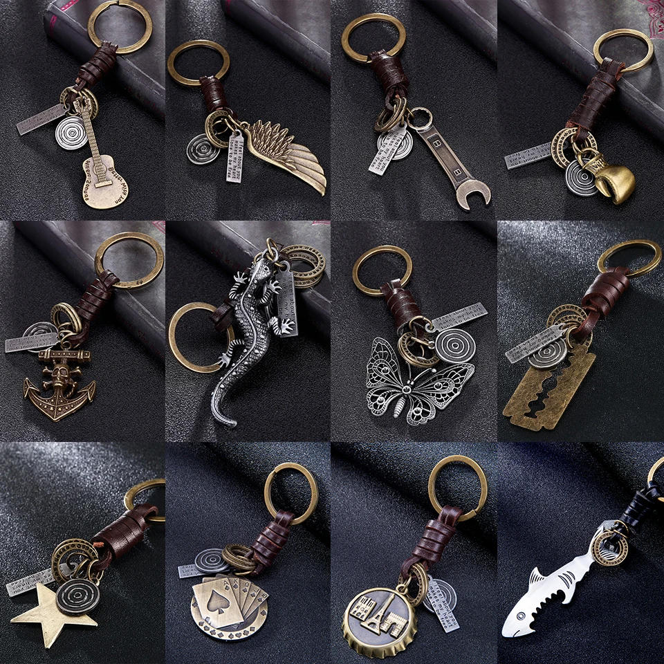 

Multiple Guitar Butterfly Pendant Suspension Leather Keychain Key Chain Charms for Keys Car Keys Accessories Keychain on a Bag