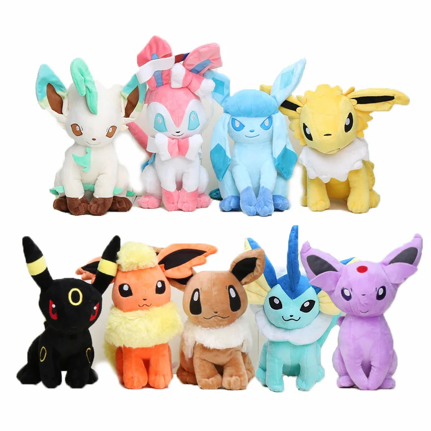 9 шт./лот 30 см Evee плюшевые игрушки Jolteon Umbreon Flareon eevee Espeon vaporion Sylveon Glaceon Kids