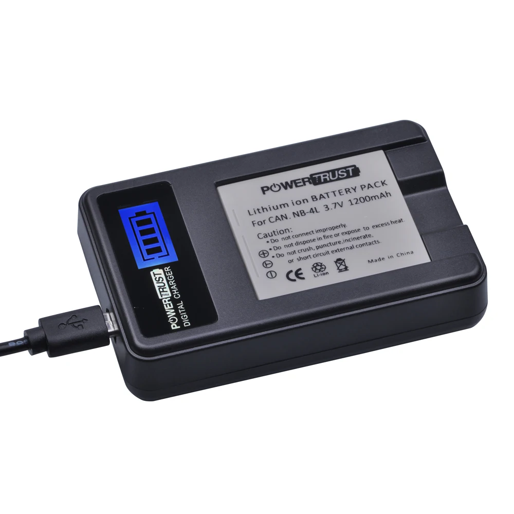 Фото Аккумулятор PowerTrust на 1200 мА · ч NB-4L NB, 4 л, NB4L + зарядное устройство USB с ЖК-дисплеем для Canon IXUS 60, 65, 80, 75, 100, I20, 110, 115, 120, 130, IS 117, 220, 225 №2