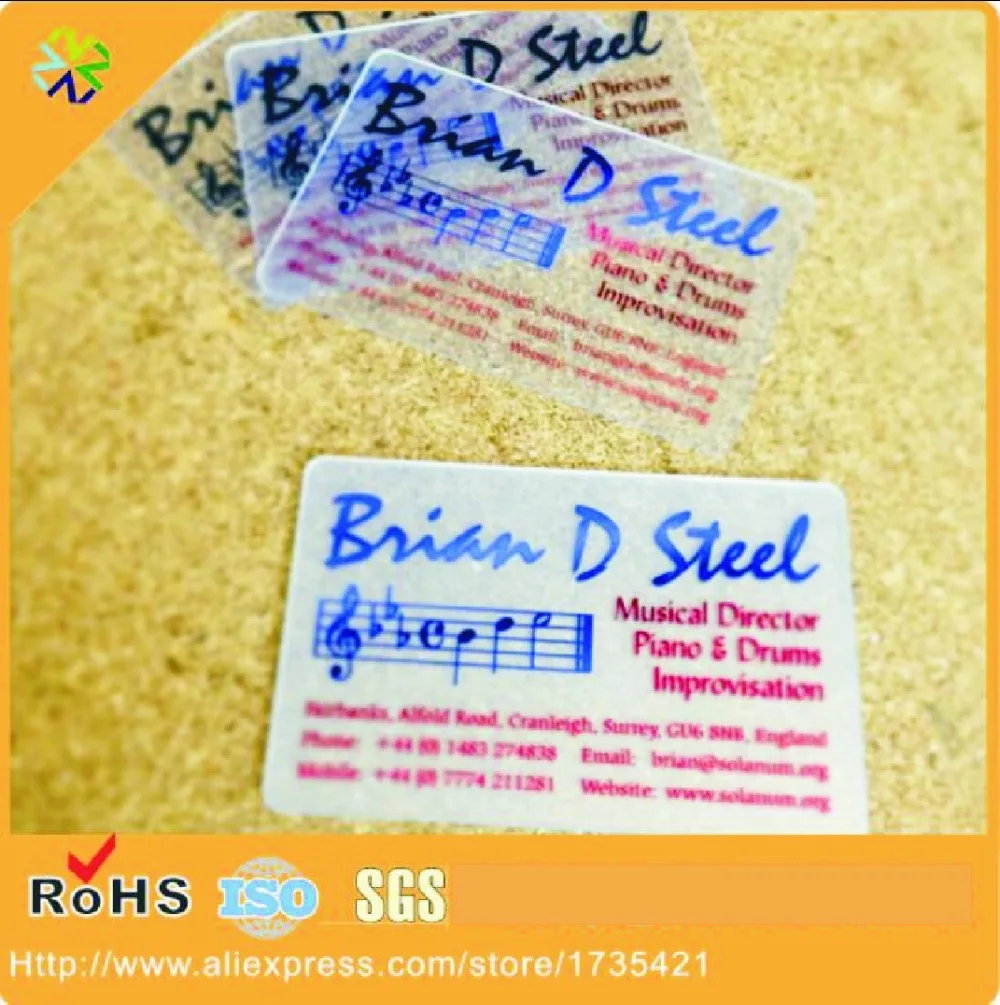 (500pcs/lot)PVC transparent business card, hot stamping transparent business card,raised print PVC