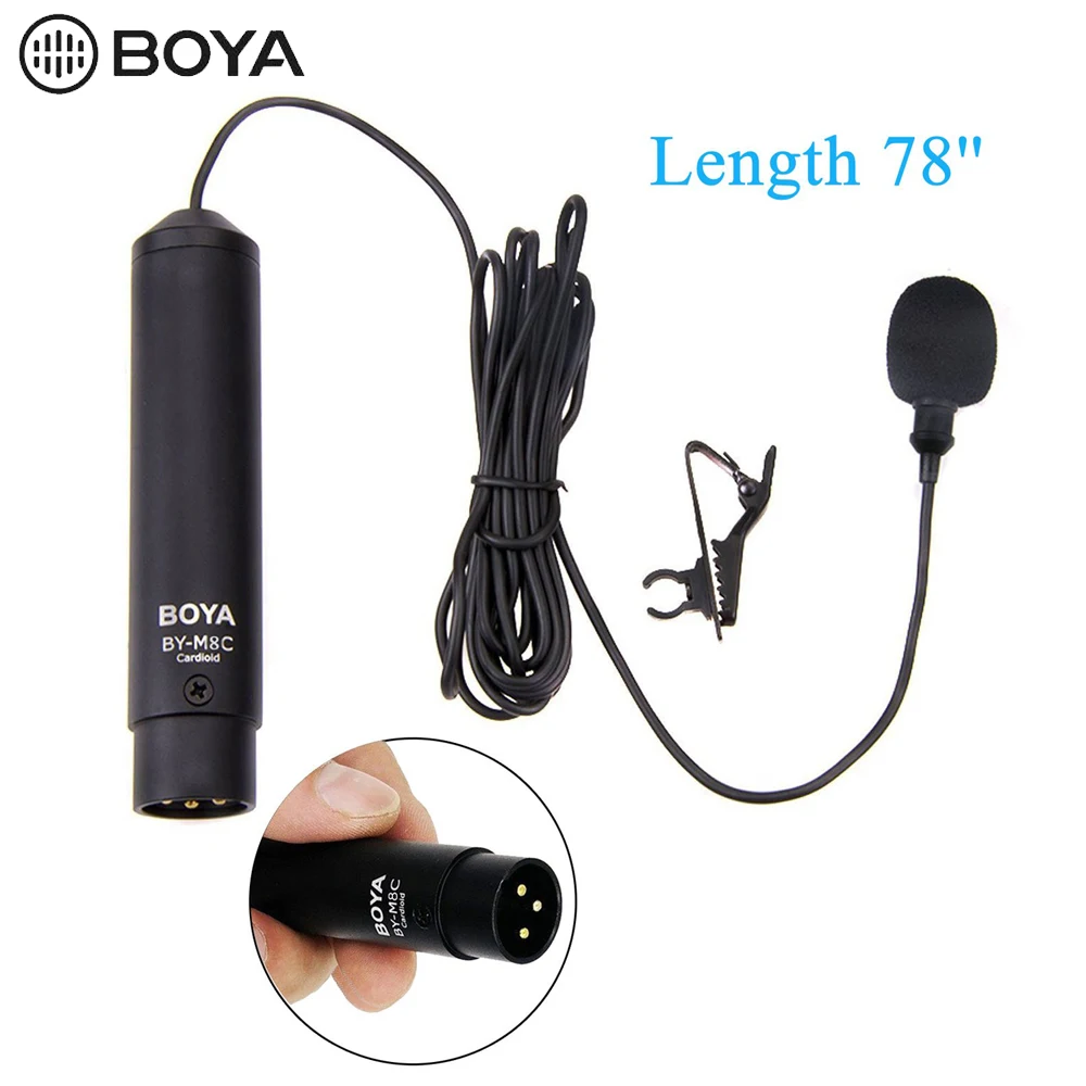 Boya BY-M8C Phantom power Cardioid XLR электретный конденсаторный микрофон петличный микрофон приобрести 48 В фантомное питание с ветровым стеклом и зажимом