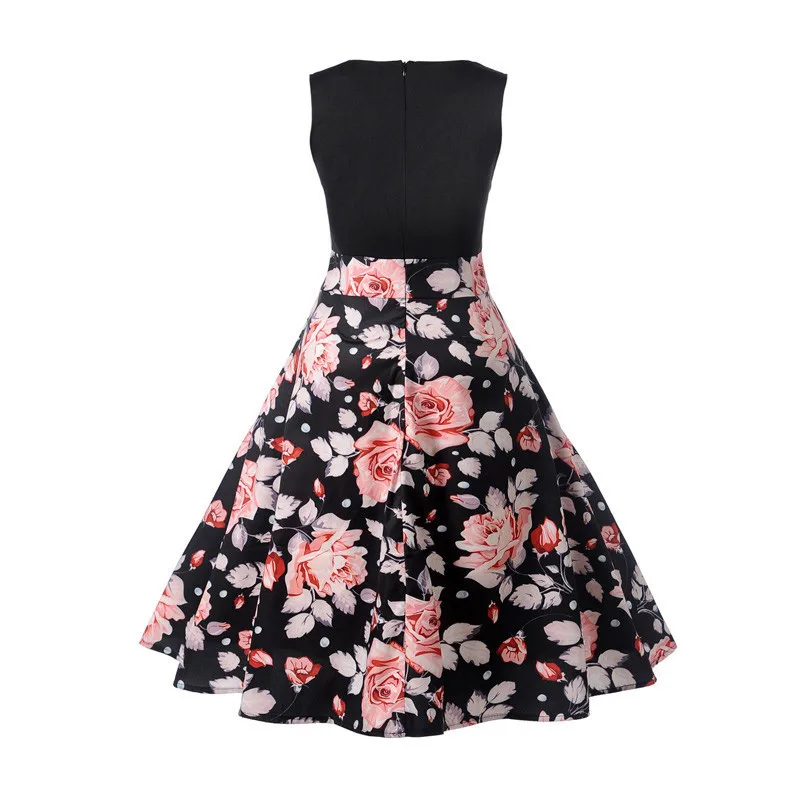 Three Seasons Summer Women's Cute Active Dress A Line Above Knee Mini Polyester Sleeveless Print Round Neck with Zipper Sashes | Женская