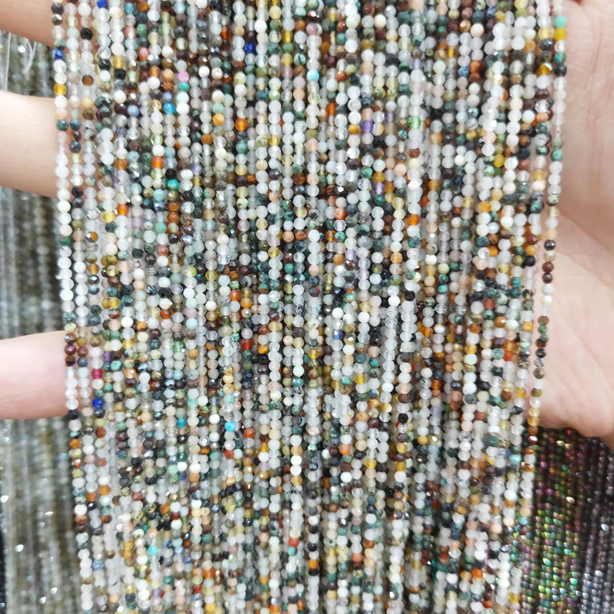 

2mm Natural Stone Beads Section Small Round Loose Stone Beads for Women Jewelry Making DIY Bracelet Necklace Strand 15''