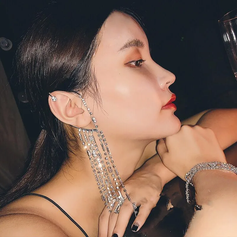 1PC High Quality Shiny Rhinestone Ear Hanging Dangle Earrings For Women Fashion Jewelry Boutique Lady's Statement Earrings