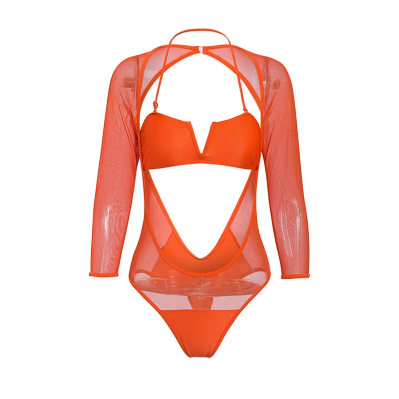 Simplee бикини и V образным вырезом купальник с длинными рукавами купальный костюм