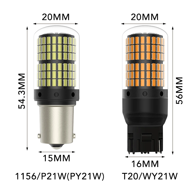 Светодиодные лампы Canbus T20 светодиодный 7440 W21W W21/5W 144smd 1156 P21W BA15S PY21W BAU15S 1157 BAY15D 1 шт. |