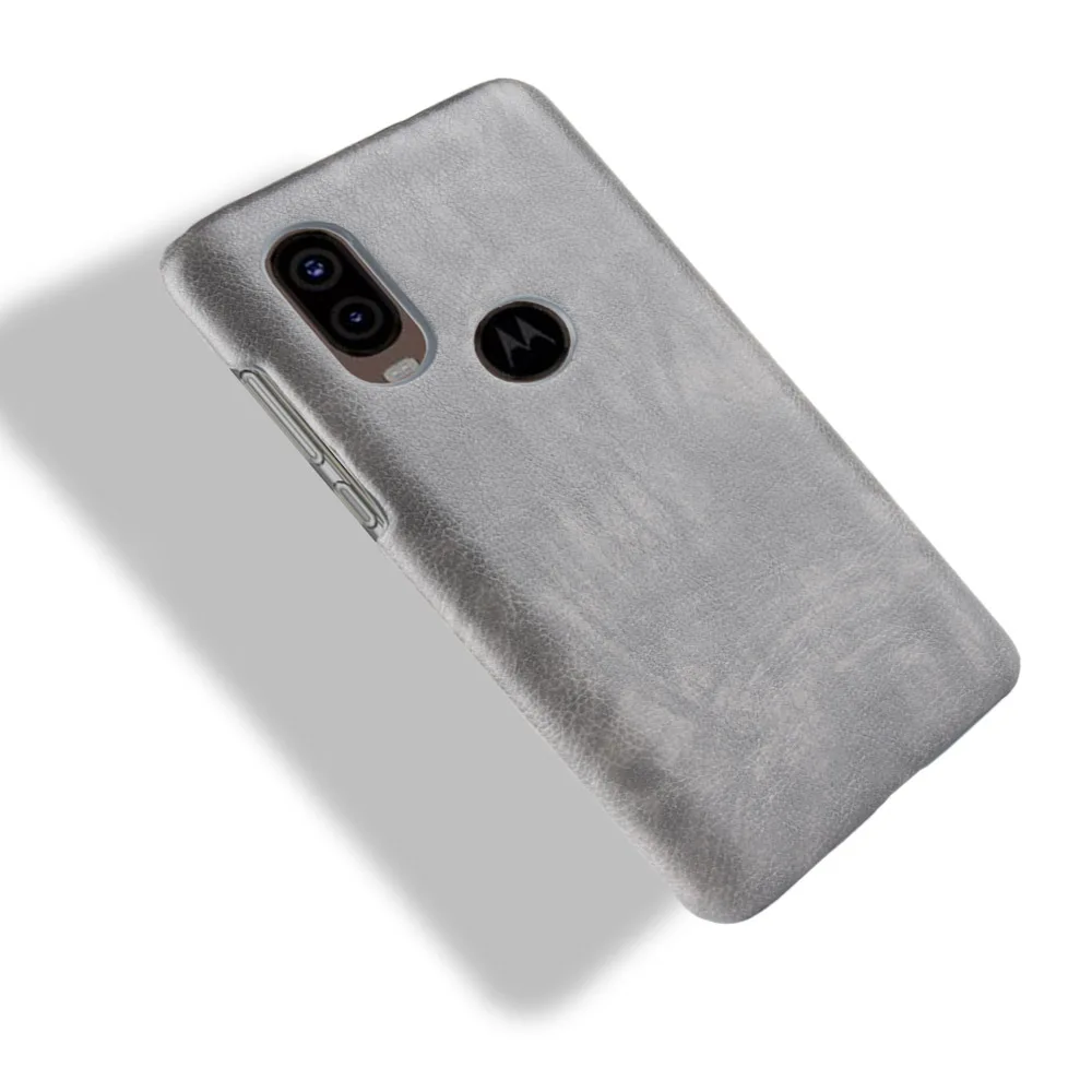 Чехол для Motorola One Vision ретро чехол из искусственной кожи с узором Личи Жесткий