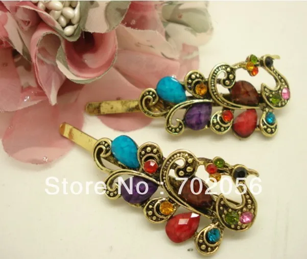 

6cm Hair Clips hairgrips Barrettes Rhinestone hair clip clasps clamps gift mixed 125pcs/lot #3031
