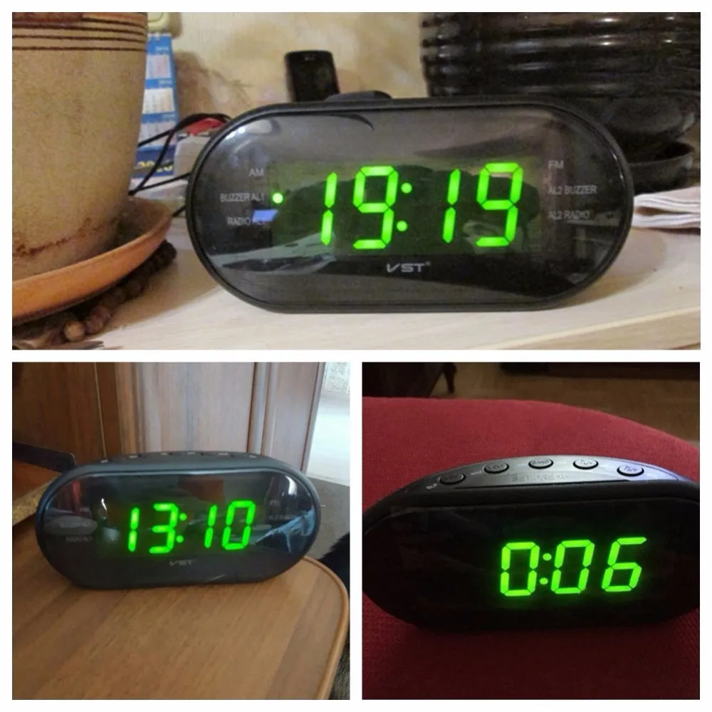 Electronic Table Watch Shelf Desk Clocks With Backlight Snooze Nixie clock Large LED Digital AM FM Radio Alarm Clock | Дом и сад