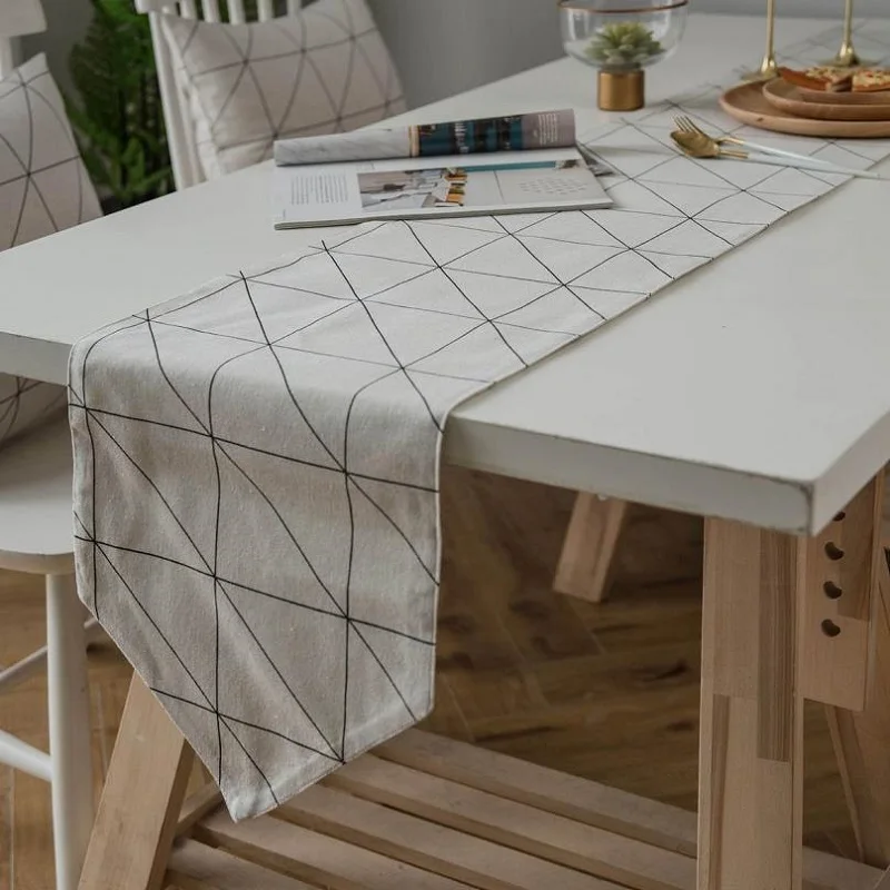 Geometric Белый геометрический обеденный стол бегун современный хлопковый льняной свадебный стол на день рождения бегуны домашняя кровать ТВ шкаф декоративный бегун - Цвет: Geometric