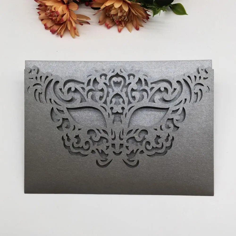 

30pcs Laser Cut Romantic Mask Carvinal Wedding Invitations Card Pearl Paper Wedding Card Wedding Anniversary Birthday Party Card