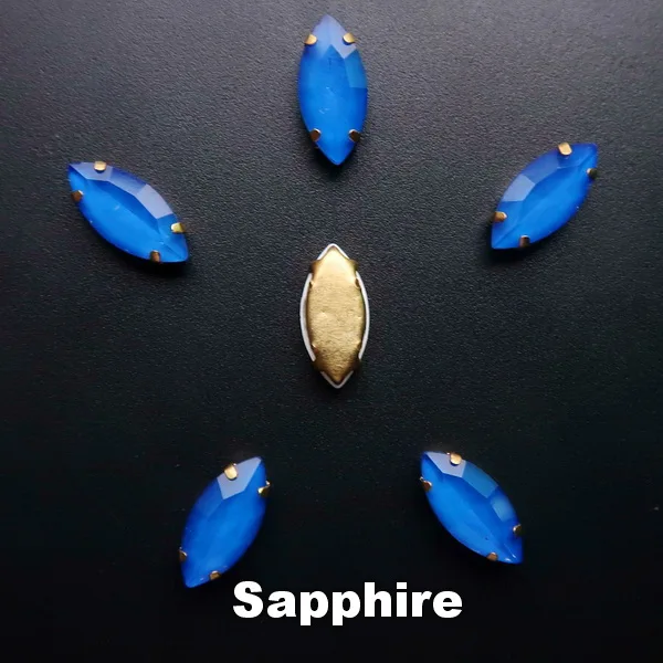 A7 Sapphire Золотой коготь настройки желе конфеты стекло и AB цвета кристалл 7*15 мм Navette Маркиза Форма пришить стразы бусины Одежда diy отделка - Цвет: A7 Sapphire